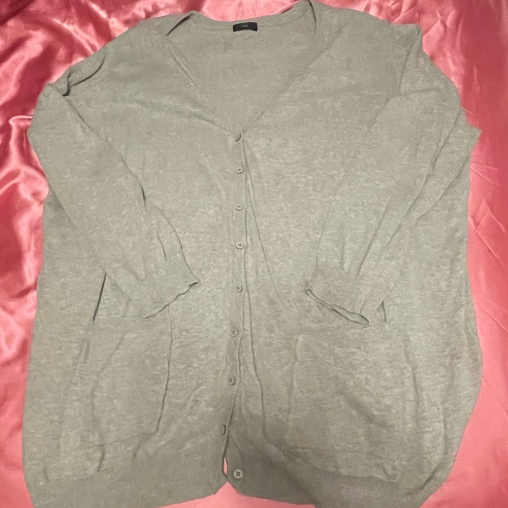 Ellos Light Gray Button Up Cardigan